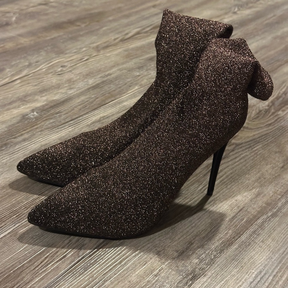 JustFab Sparkling Brown Heeled Boots